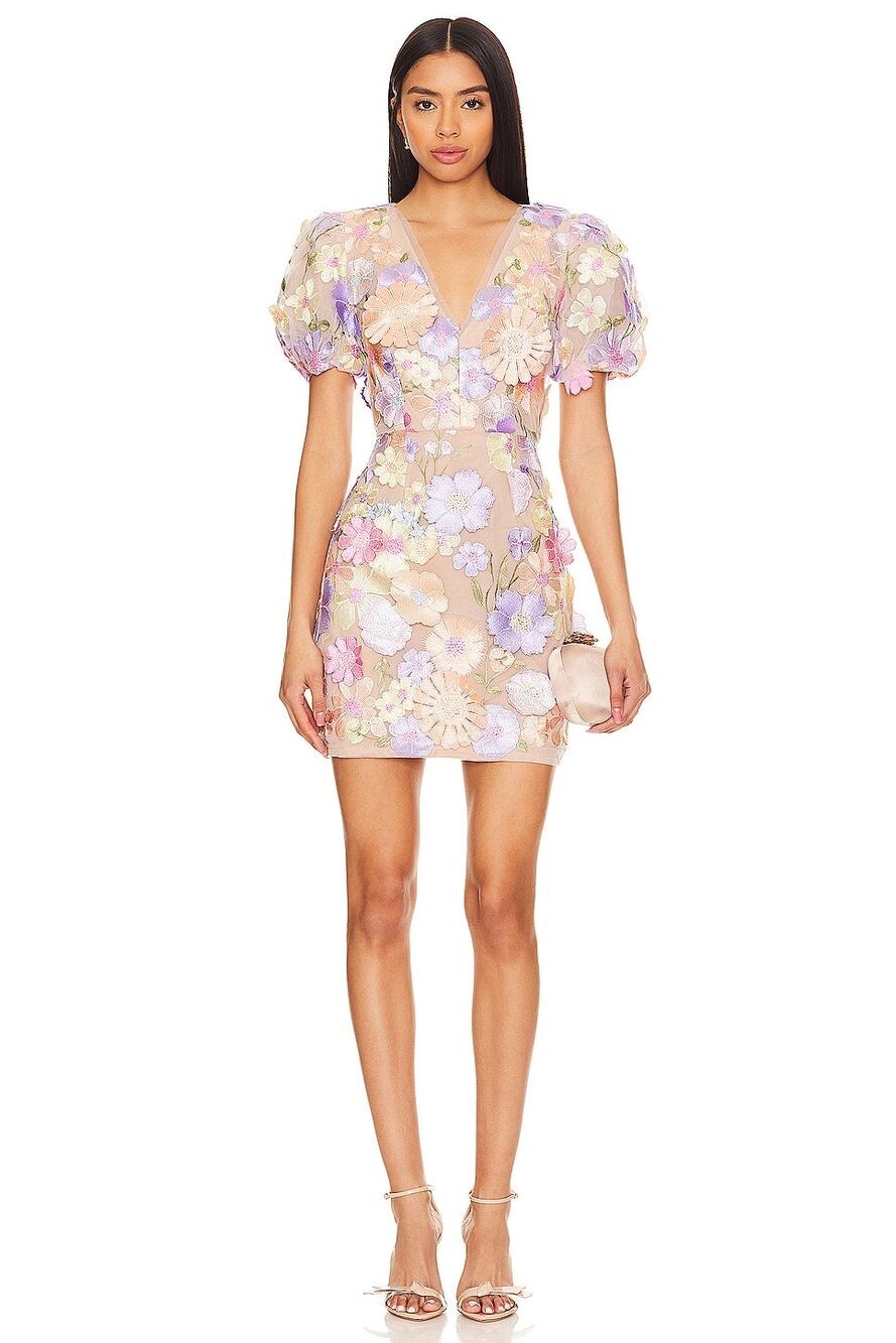 Elliatt Anthea 3D Lace Mini Dress In Purple M